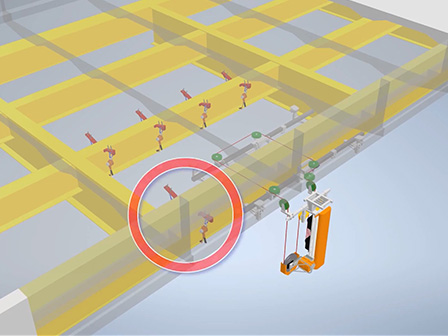 Figure 6: Installation of fixing jig (planned and completed cutting locations)